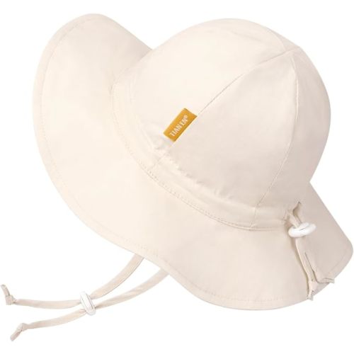 Baby Girl Sun Hat with UPF 50+ Outdoor Adjustable Toddler Beach Hat with Wide Brim Bucket Hats for Kids 6-24 Months Pink