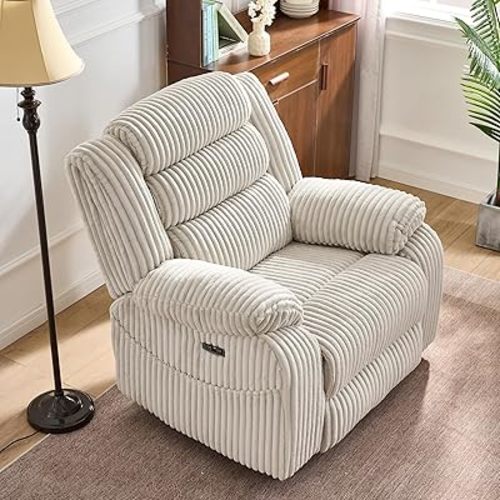 Oversized Power Recliner Chair Swivel Rocker Chair for Adults W/Massgae,Heat, USB and Type-C Port, Infinite Electric Glider Rocking Sofachair Comfy Nursery Armchair for Living Room, Bedroom, Office