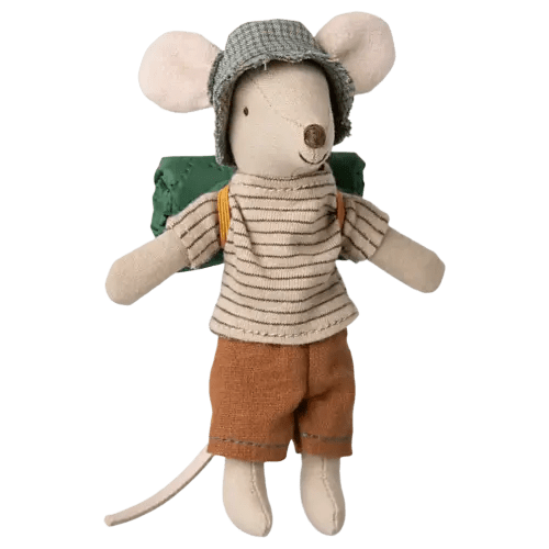 Maileg USA Hiker mouse, Big brother - Thin stripes - Blue Leaf Houston