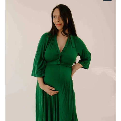 Lila Labor & Postpartum Gown in Emerald