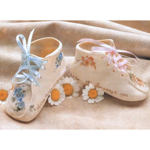 Hand-Painted Bisque Porcelain Baby Shoe – Personalized Keepsake Bootie