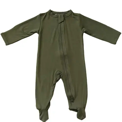 Mebie Baby Olive Bamboo Zipper Gender Neutral