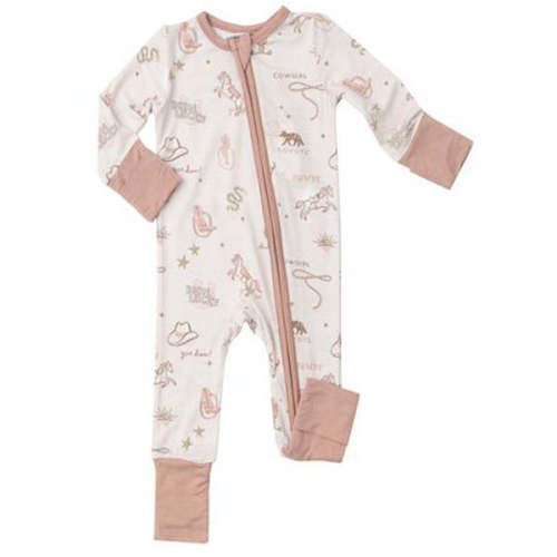 2 Way Zipper Romper - Wild West Pink