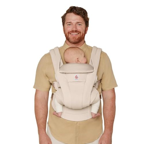 Ergobaby Omni Deluxe Baby Carrier Newborn to Toddler - Breathable Baby Carriers for Summer - All-Position Carrier with Enhanced Lumbar Support & Airflow (7-45 Pounds), Cotton, Natural Beige