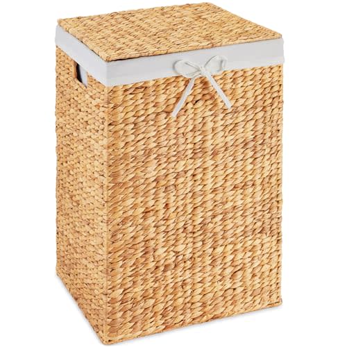 Best Choice Products Large Laundry Hamper w/Lid, Handwoven Laundry Basket, w/Removable Liner & Built-in Handles for Bathroom, Bedroom & Laundry Room, 26 Gal - Natural