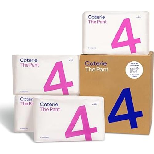 Coterie The Pant, Size 4, Pull Up Style Diapers for Sensitive Skin, Hypoallergenic, Super Absorbent Overnight Leak Protection, 2T/3T (20-32 lbs) 136 Count