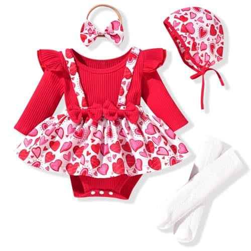 Unutiylo Preemie Newborn Baby Girl Clothes Romper Suspender Dress Fall Winter Outfits Ruffle Long Sleeve Jumpsuit