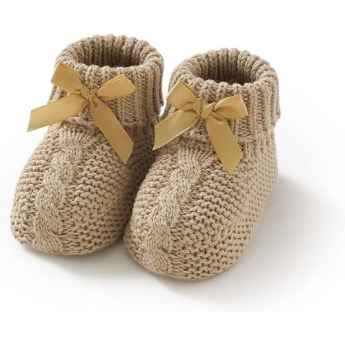 Baby Booties Newborn 100% Cotton Cozy Knit First Shoes for Infant Toddler Boys and Girls
