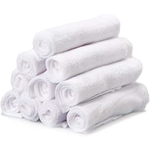 Spasilk Washcloth Wipes Set for Newborn Boys and Girls, Soft Terry Washcloth Set, Pack of 10, White, (010-WTE)