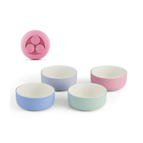 Porcelain Bowl with Silicone Suction Sleeves