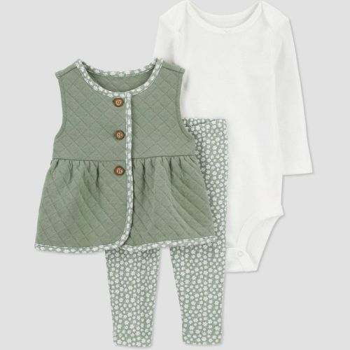 Carter's Just One You®️ Baby Girls' Vest Set - Green/white 6m