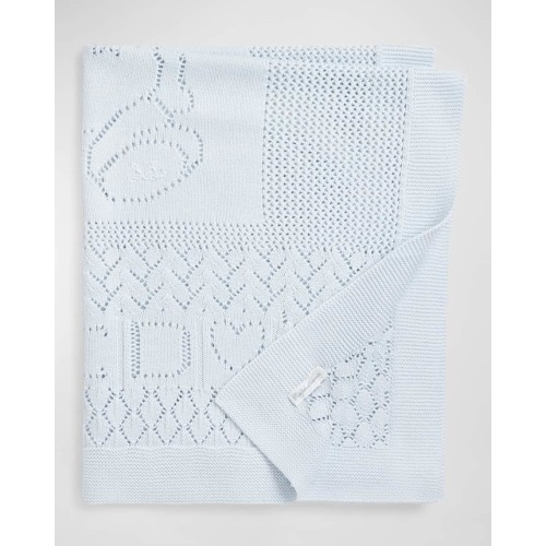 Boy's Pointelle Teddy Bear Blanket