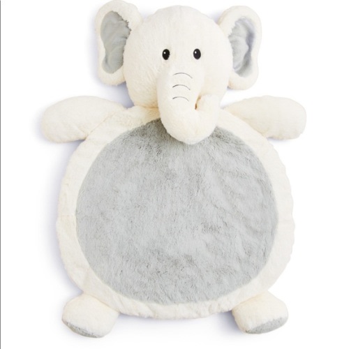 Cute Baby Elephant Plush Play Mat Ivory & Gray