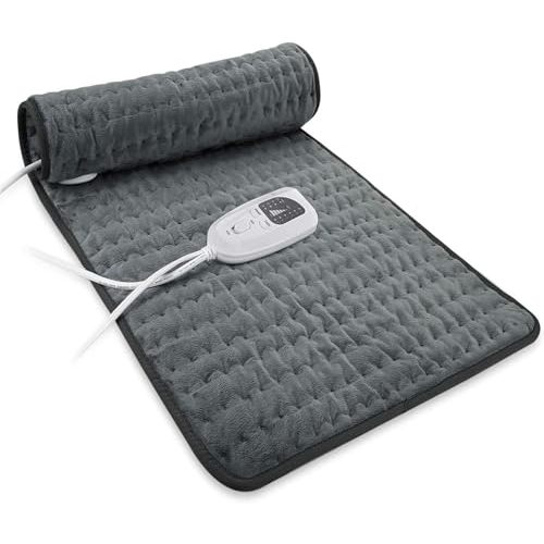 Heating Pad Electric Heat Pad, Hot Heated Pad,Multiple Temp and Timer Settings,Suitable for Shoulders, Neck, arms, Abdomen, Back, Legs, etc. (Gray Green, 24"X12")