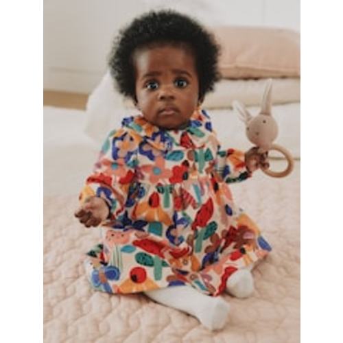 Multi Bright Print Cord Baby Dress And Tights 2 Piece Set - 18MO