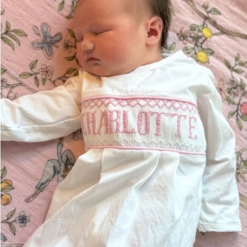 Pink Baby Snuggles - Custom Smocked Pima Gown and Hat