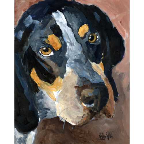 Bluetick Coonhound  Dog Mom Present for dog lover Art Print Watercolor Painting Print Wall Decor Living Room Dog Portrait Gift Idea Hunting