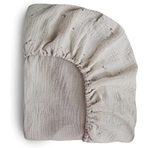 mushie Extra Soft Muslin Fitted Crib Sheet | 28"x 52" (Falling Stars)