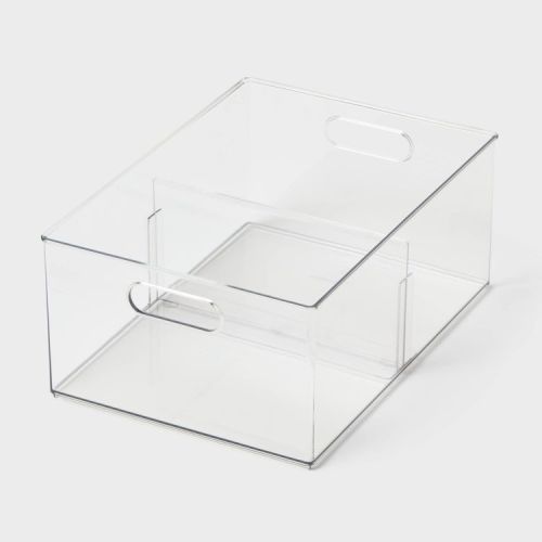 All Purpose Clear Storage Bin with Adjustable Divider Large - Brightroom™