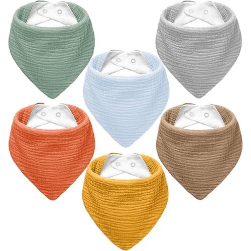 Muslin Baby Bibs,Soft Triangular Baby Bandana Drool Bibs for Baby Boy Girl,Solid Colors Bib for Drooling Teething