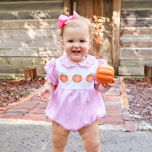 Pumpkin Trio Pink Gingham Bubble