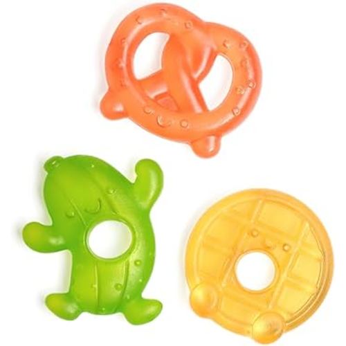 Itzy Ritzy Water-Filled Teethers - Cold Cutie Coolers Textured On Both Sides to Massage Sore Gums & Emerging Teeth - Can Be Chilled in Refrigerator, Set of 3 Silly Foods Teethers