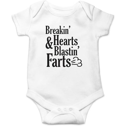 AW Fashions Breakin' Hearts & Blastin' Farts Baby Bodysuit Funny Cute Infant Clothing Baby Wear Apparel