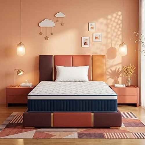 Twin Size Mattress 12 Inch, Medium Firm Hybrid Mattress with Cooling & Motion Isolation, Twin Mattress in a Box for Solo Sleepers & Dorm Rooms,CertiPUR-US Certified