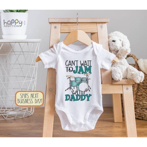 Personalized Drummer Baby Onesie®, Baby Drummer, Drumming Toddler T-shirt, Drum, Music Baby Outfit, Toddler Music Gift, Jam with Daddy