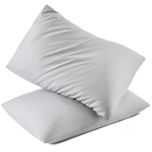 TILLYOU Toddler Pillowcase 2 Pack with Envelope Closure,13" x 18" Silky Soft Microfiber Travel Pillow Case Kids Pillowcases for Boys and Girls,Gray