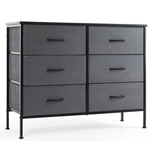 JIONJOY 6 Drawer Dresser for Bedroom, Fabric Storage Chest of Drawers with Metal Frame for Living Room, Closet, Entryway