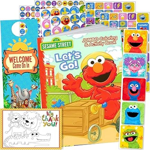 Disney Studios Sesame Street Elmo Coloring Book with Sesame Street Stickers Bundle