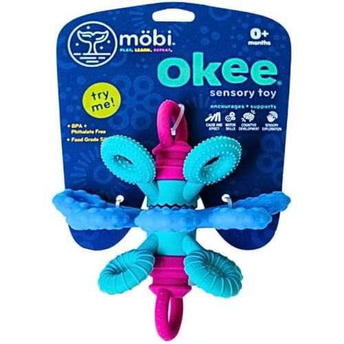 Mobi Games Okee Baby Sensory Ball, Twist, Pull, Push & Chew Baby Sensory Toys for Babies 0+ Months, Food-Grade Silicone, Bright Colorful Textures, Motor Skill Development Balls
