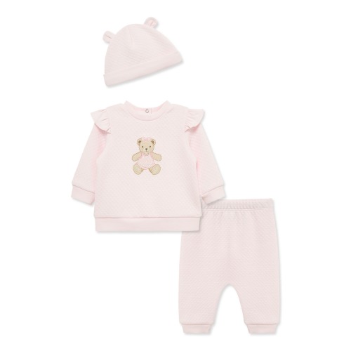 Bear Quilted Top, Pants & Hat 3-Piece Set