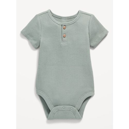 Unisex Thermal-Knit Henley Bodysuit for Baby