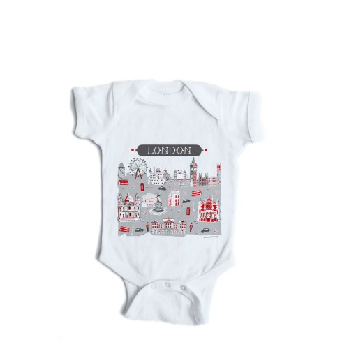 London One-Piece, Custom City Baby body suit, Eco Friendly Print DTG, Personalized Baby Tee
