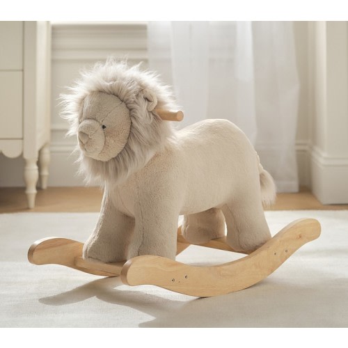 Taupe Lion Critter Plush Nursery Rocker