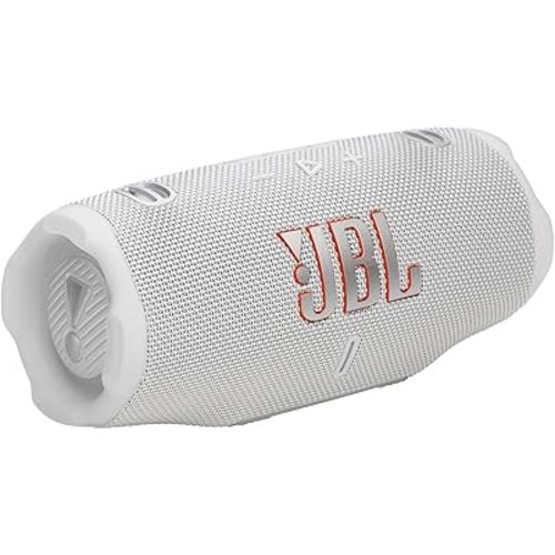 JBL Charge 6 - Portable Waterproof & Drop-Proof Bluetooth Speaker, Bold Pro Sound with AI Sound Boost, 28Hrs of Playtime, Built-in powerbank & Comes with a Sturdy/Removable Carrying Strap (White)