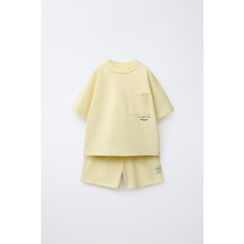 PLAIN JOGGING T-SHIRT AND BERMUDA SET - Lime green | ZARA United States