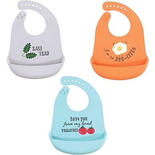 Hudson Baby Unisex Baby Silicone Bibs, Kale Yeah, One Size