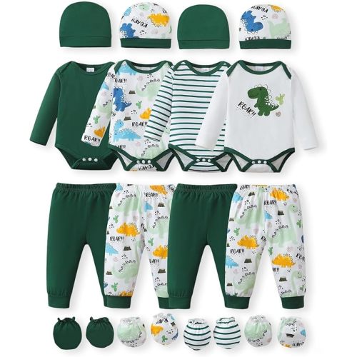 NZRVAWS Newborn Baby Boy Girl Clothes Unisex Preemie Infant Must Have Pants Set Outfits 0-18 Months 20 Pcs Essentials Gift