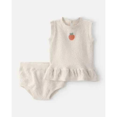 Baby Girl 2-Piece Peach Crochet Top & Short Set - Cream | Carter's