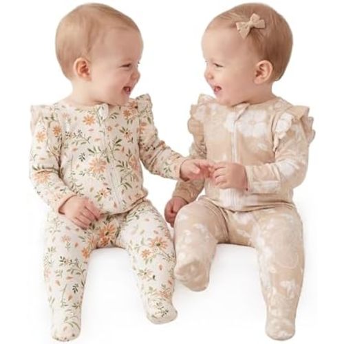 Yoofoss Baby Sleepers Baby Girl Clothes 100% Cotton Pajamas for Newborn 0-3 3-6 6-9 Months Sleep and Play Pjs