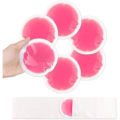 NEWGO Small Ice Packs for Injuries, 6 Pack Round Ice Packs for Face, Hot and Cold Gel Ice Pack Circular Cold Compress with Cloth Backing & Sleeve for Pain Relief, Toothaches - Red