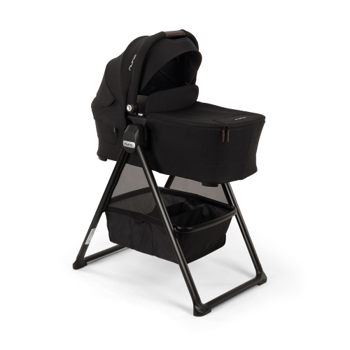 Nuna SWIV™ & TRIV™ Series Bassinet + Stand - Caviar/Chocolate