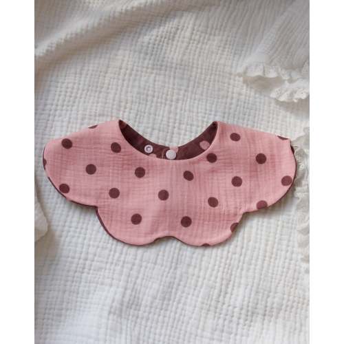 Reversible Organic Muslin Waterproof Bib - Polka Dot Pink/Plum – AEGI BLOOM