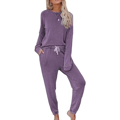 Women's 2 Piece Outfits Lounge Sets Long Sleeve Tops and Jogger Sweatpants Sweats Track Suits Loungewear Pajama Sets