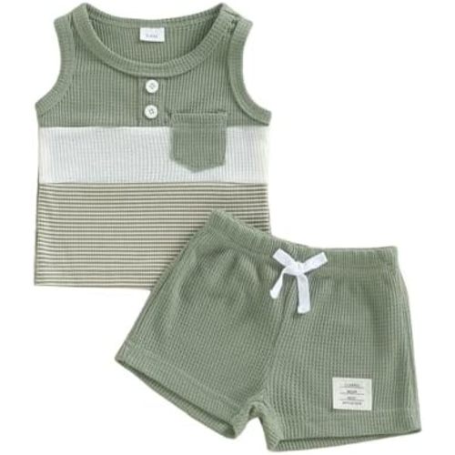 Baby Boys Clothes Set Casual Linen Tank Tops Shirt And Shorts Set 3 6 9 12 24 Months 1t 2t 3t Summer Outfit