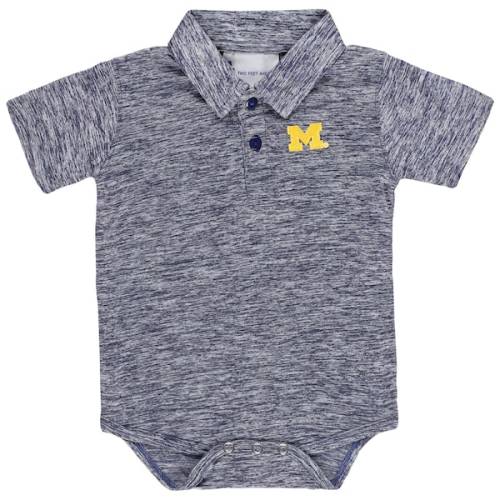 Newborn & Infant Two Feet Ahead Navy Michigan Wolverines Space-Dye Golf Polo Bodysuit | 6M