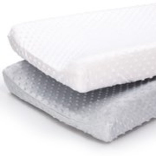 The Peanutshell Minky Changing Pad Covers for Baby Boys or Girls 2 Pack Set in Unisex Grey & White